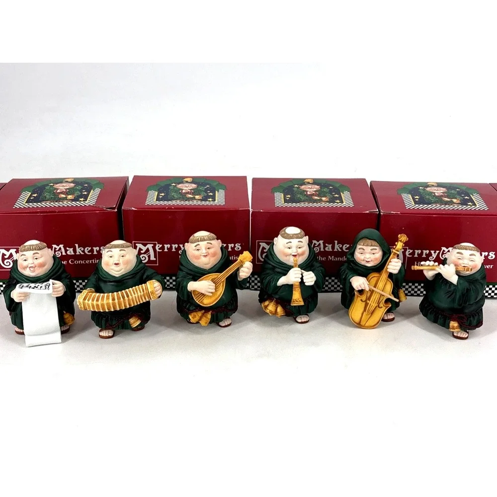 VTG Merry Makers MONKS Music Band Figures DEPT 56 MUSICAL Lof Of 6 in Boxes